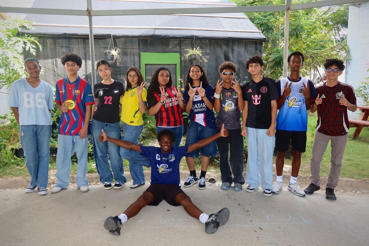 BHS students showing school spirit in sports jerseys